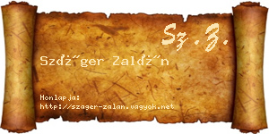 Száger Zalán névjegykártya